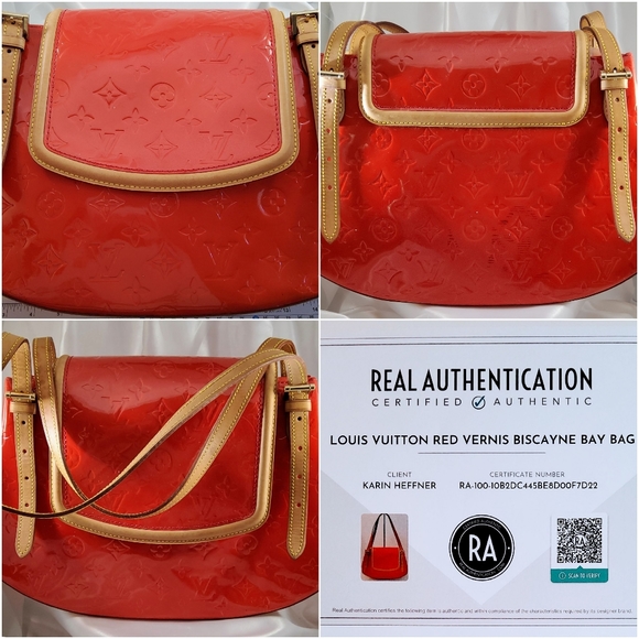 LOUIS VUITTON RED MONOGRAM VERNIS BISCAYNE BAY BAG - Picture 4 of 16
